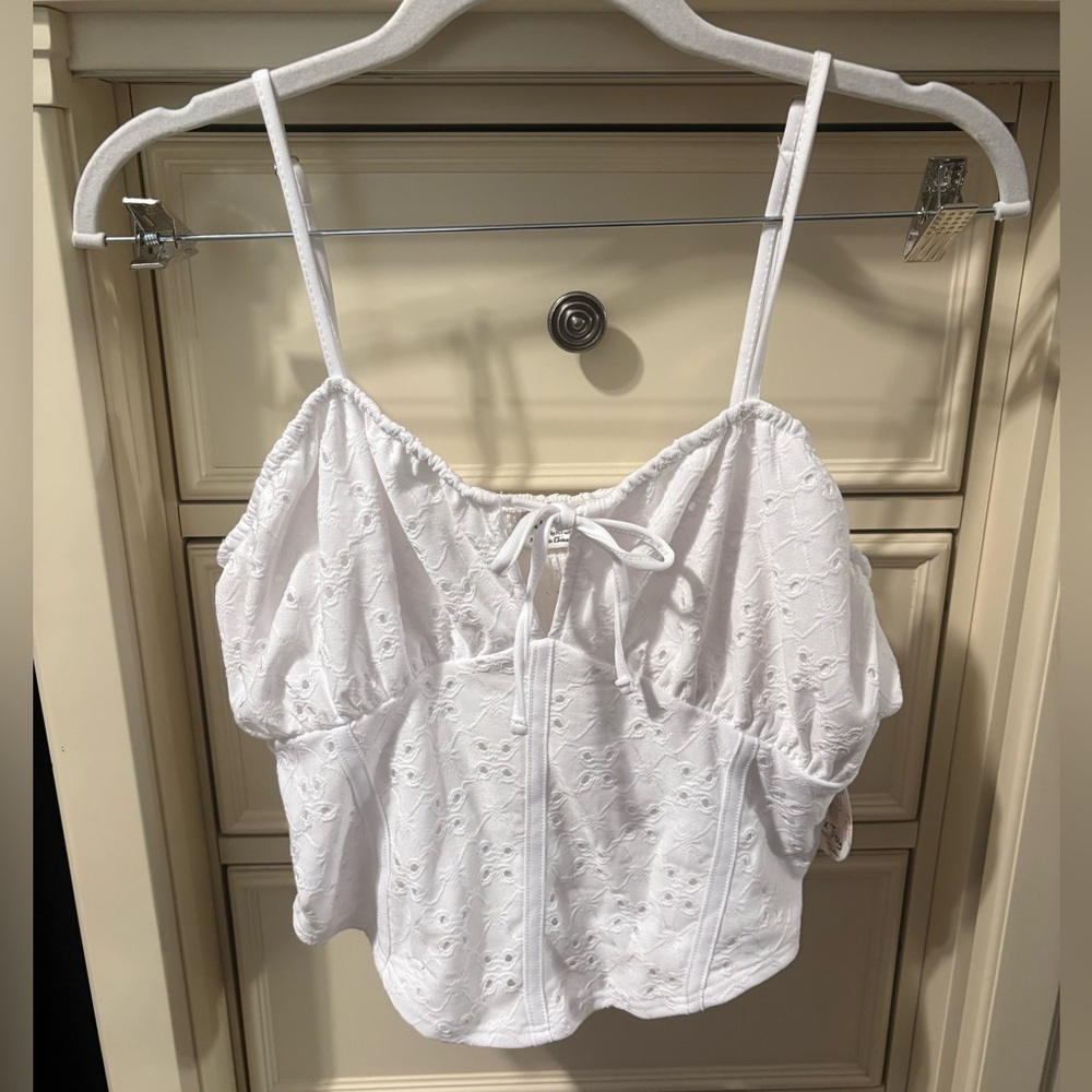 White Eyelet Spaghetti Strap Top